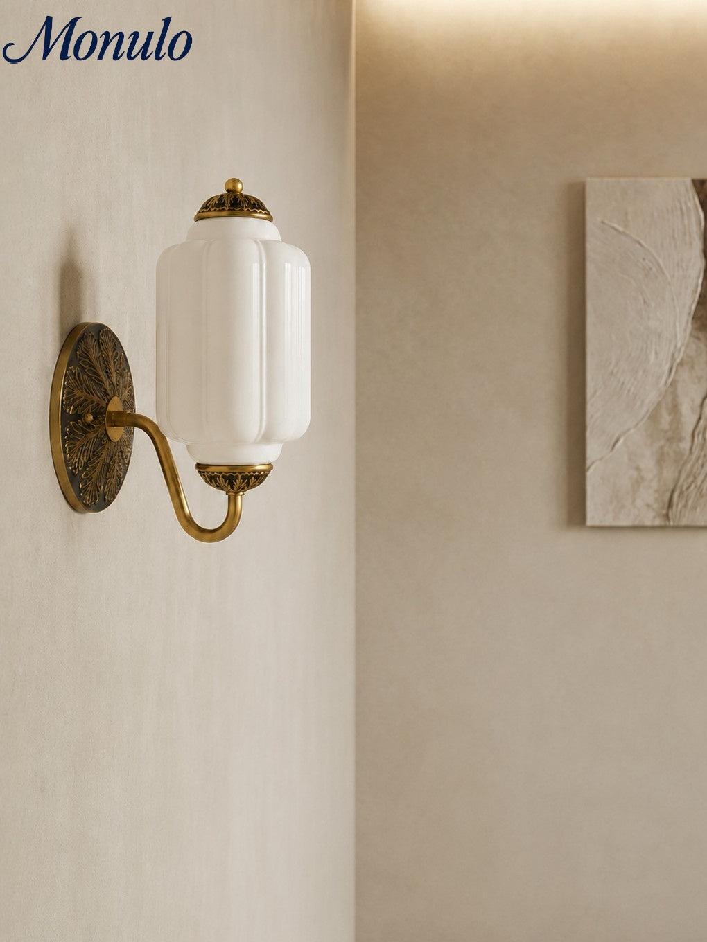 Milk Glass Wall Lamp Eloise for Hall and Bedroom | Vintage Wall Lighting with Milky White Glass - Lamylie