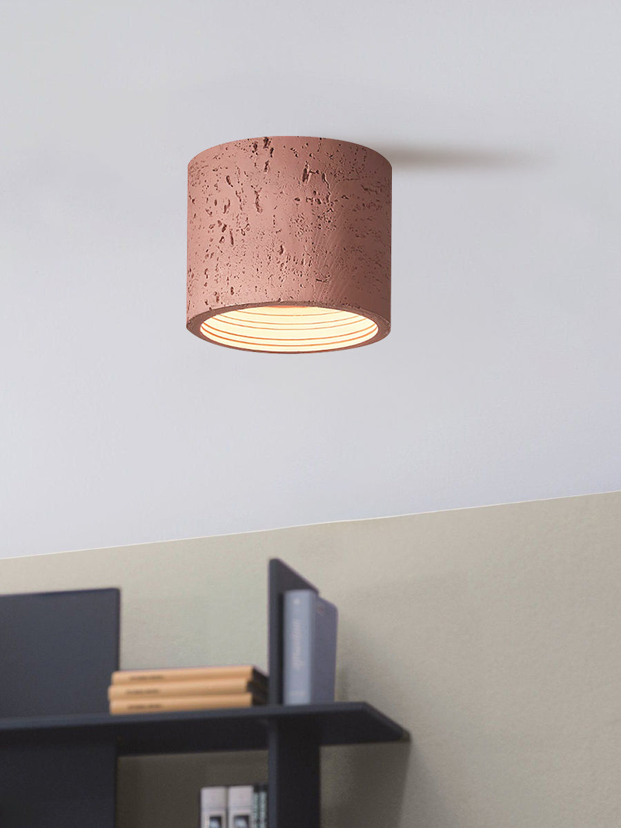 Cylindrical Travertine Ceiling Lamp | LED Lighting for Modern Interiors - Lamylie