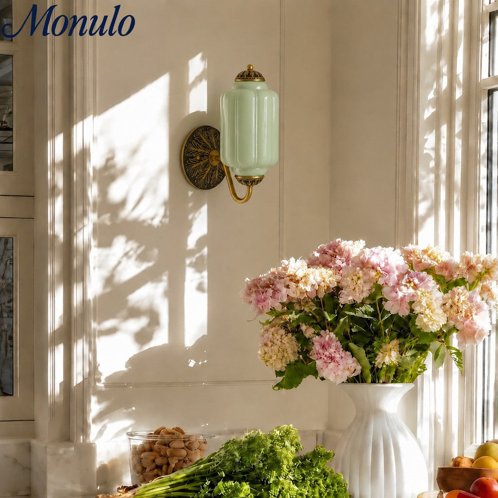Milk Glass Wall Lamp Eloise for Hall and Bedroom | Vintage Wall Lighting with Milky White Glass - Lamylie