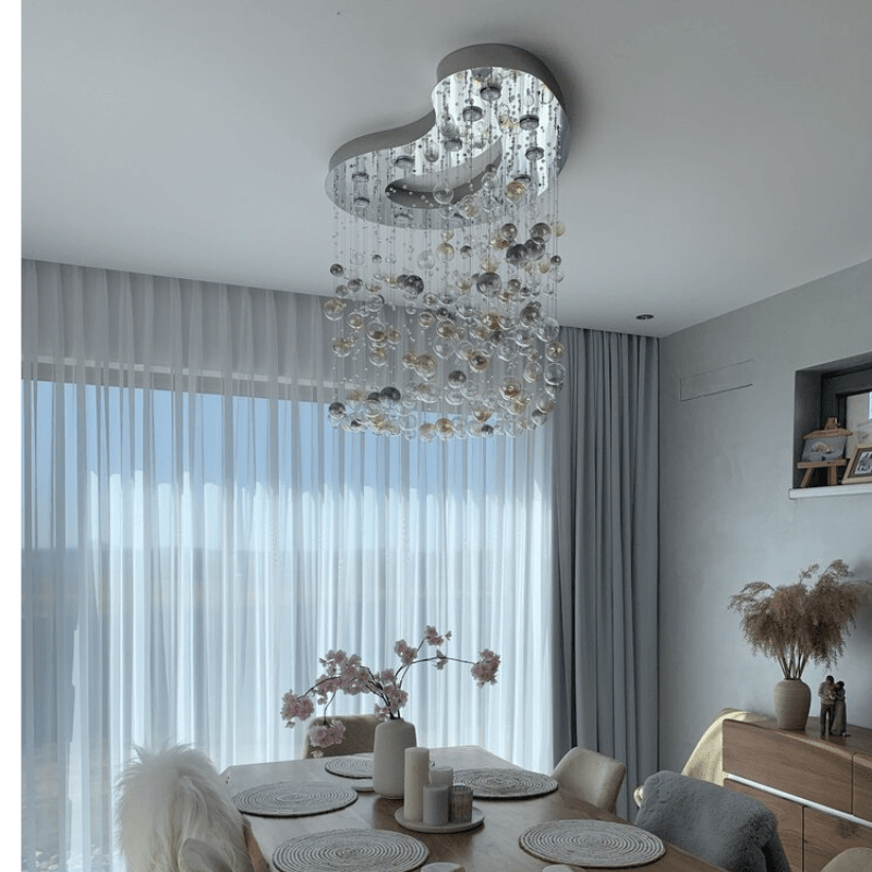 Colecția cu finisaj oglindă — Candelabru Nova cu cristale în formă de picături