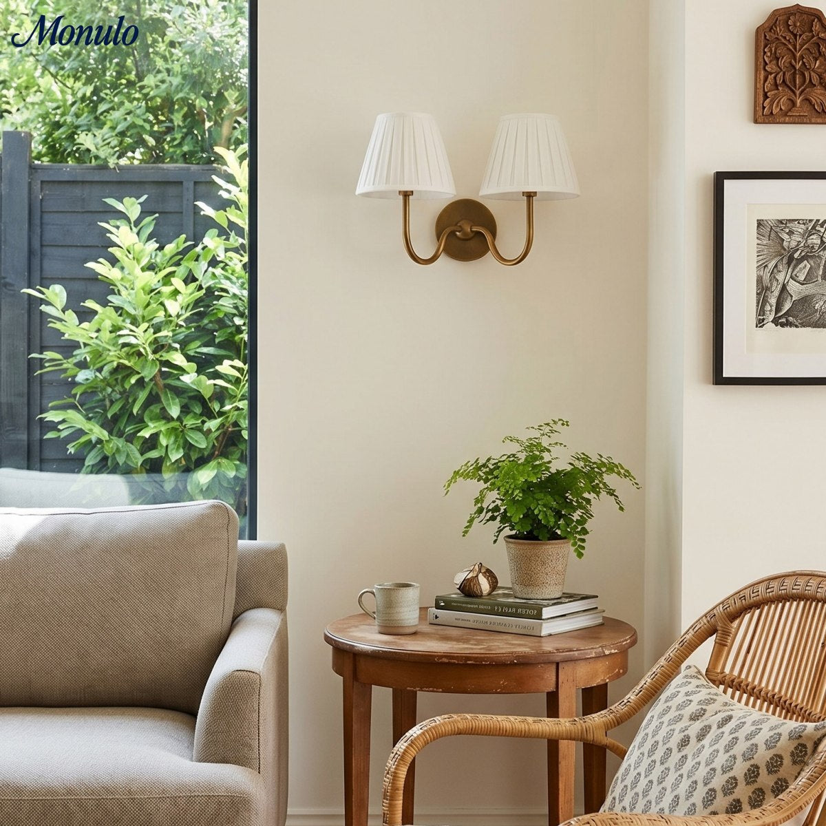 Wall Lamp with Pleated Fabric Shade | Classic Lighting for Bedroom and Living Room - Lamylie