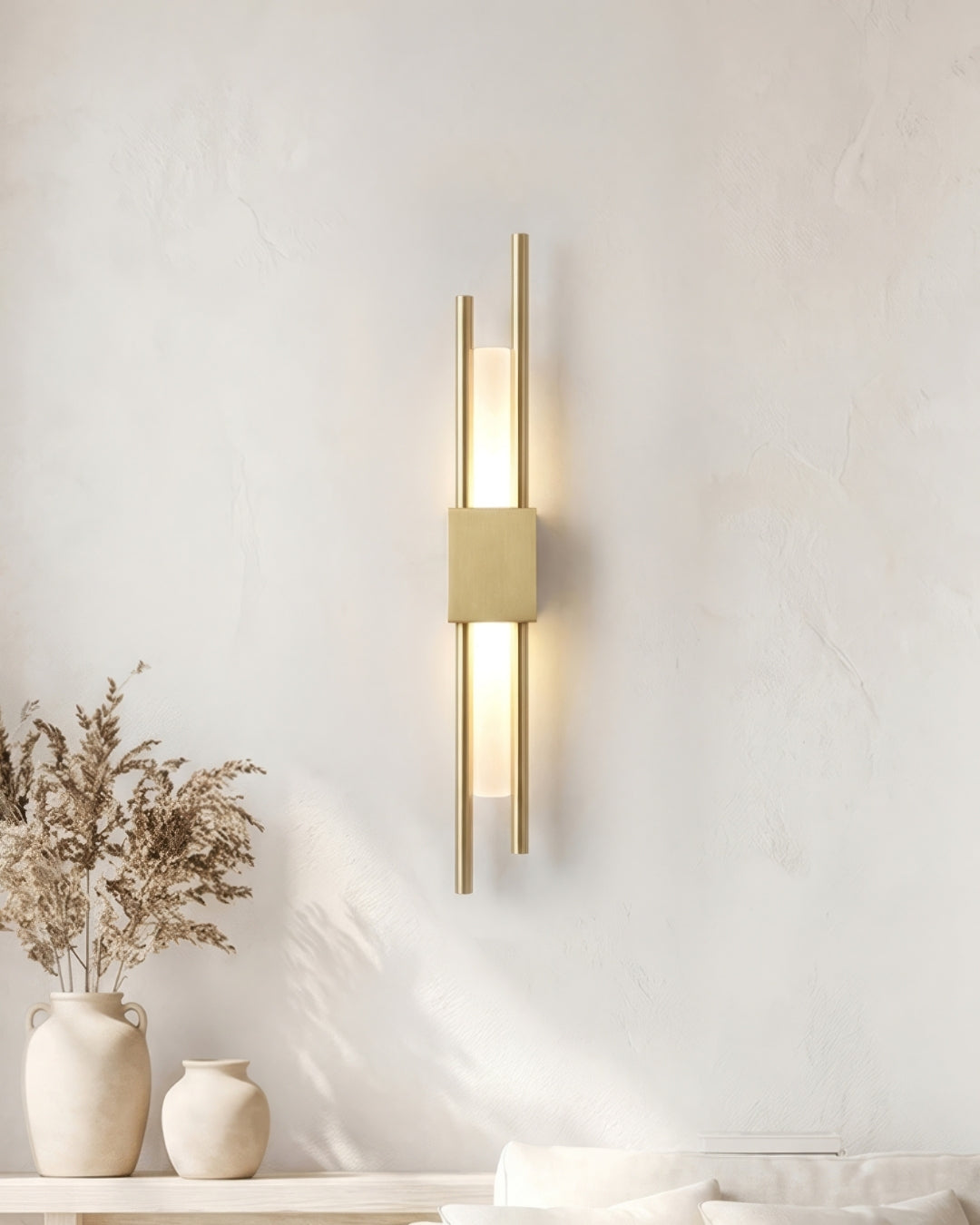 Scandinavian Minimalist Wall Lamp | Modern Vertical Design with Directed LED Lighting | Black Gold - Lamylie