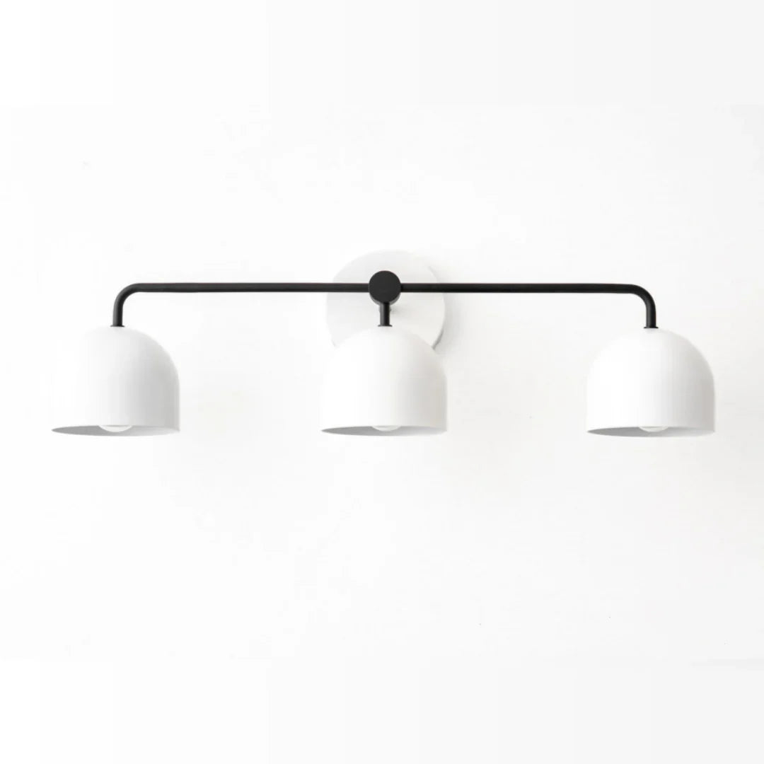 Væglampe med kuppelskærme, moderne skandinavisk design i sort metal og messing, 2-3 lyspunkter, stemningsbelysning til badeværelse, entré og soveværelse - Lamylie