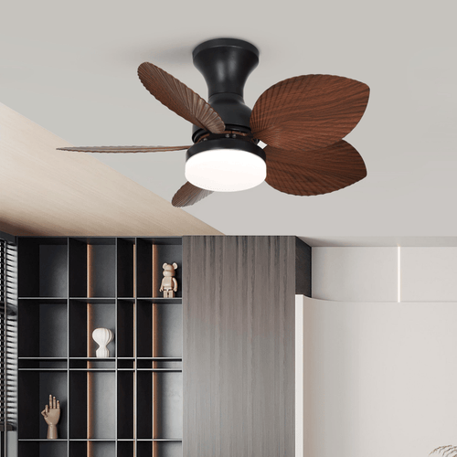 Wentylator sufitowy z oświetleniem Florence w stylu vintage i wykończeniem imitującym drewno — designerski wentylator sufitowy z lampą, 6 prędkości, pilot zdalnego sterowania, E27 lub LED, odpowiedni do salonu i sypialni - Lamylie
