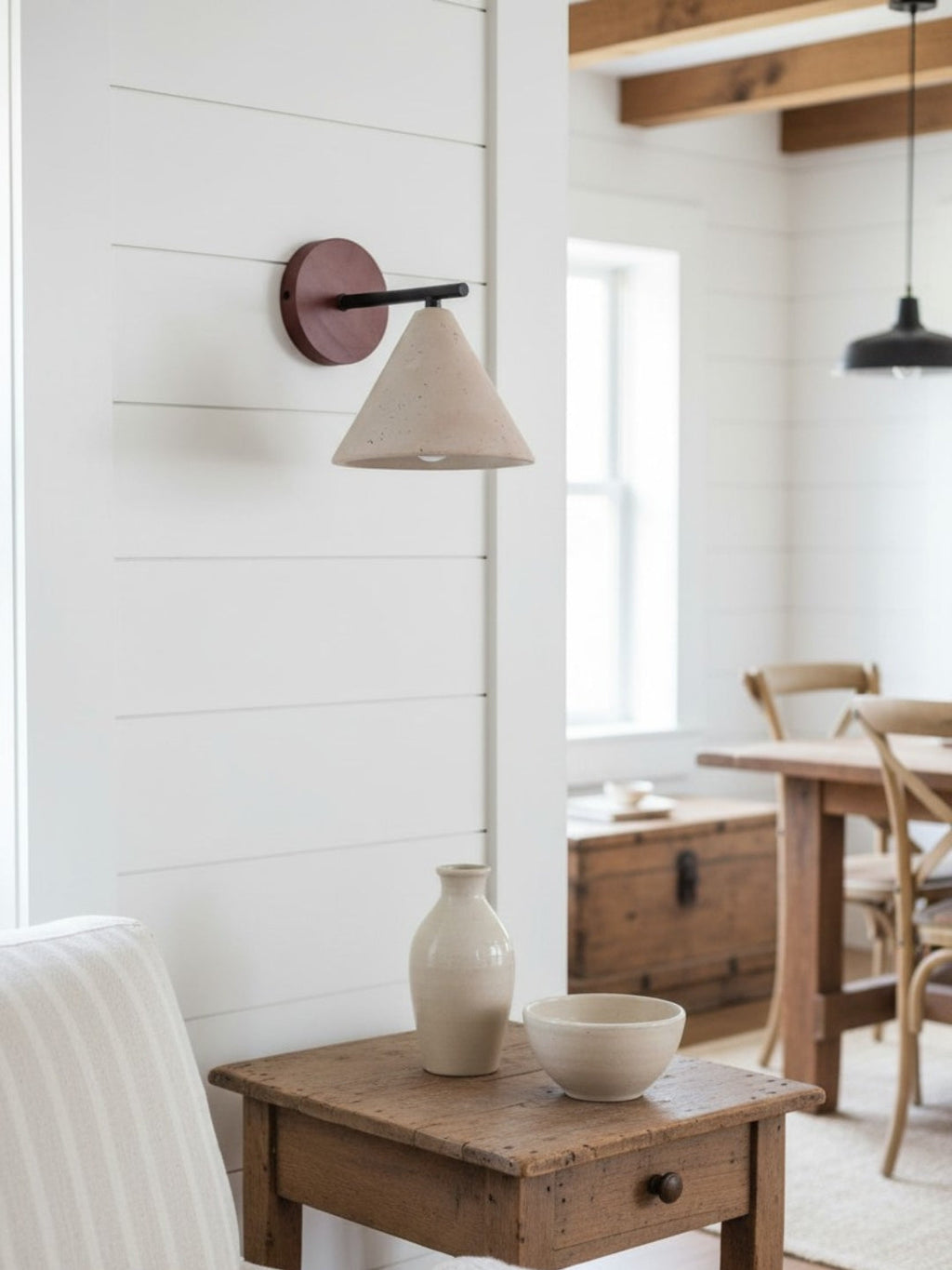 Travertin Wandleuchte konisches Design Minimalistische Akzentbeleuchtung Schlafzimmer Wohnzimmer - Lamylie