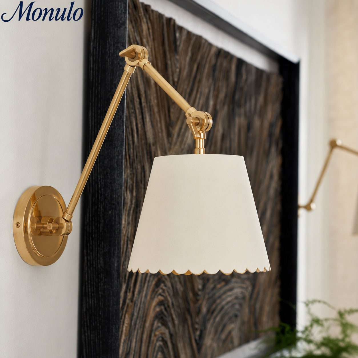 Wandlampe mit gewelltem Schirm | Moderne rustikale Beleuchtung für Schlafzimmer und Wohnräume - Lamylie