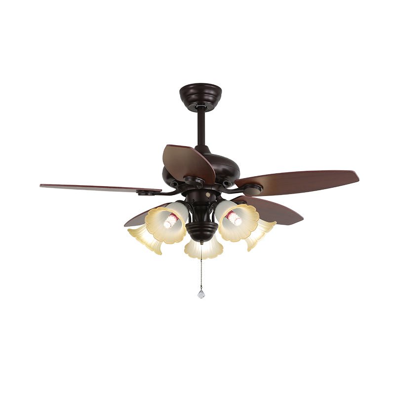 Deckenventilator mit Beleuchtung und Fernbedienung, klassisches Holz und Glas, Ø107 cm – Lamylie