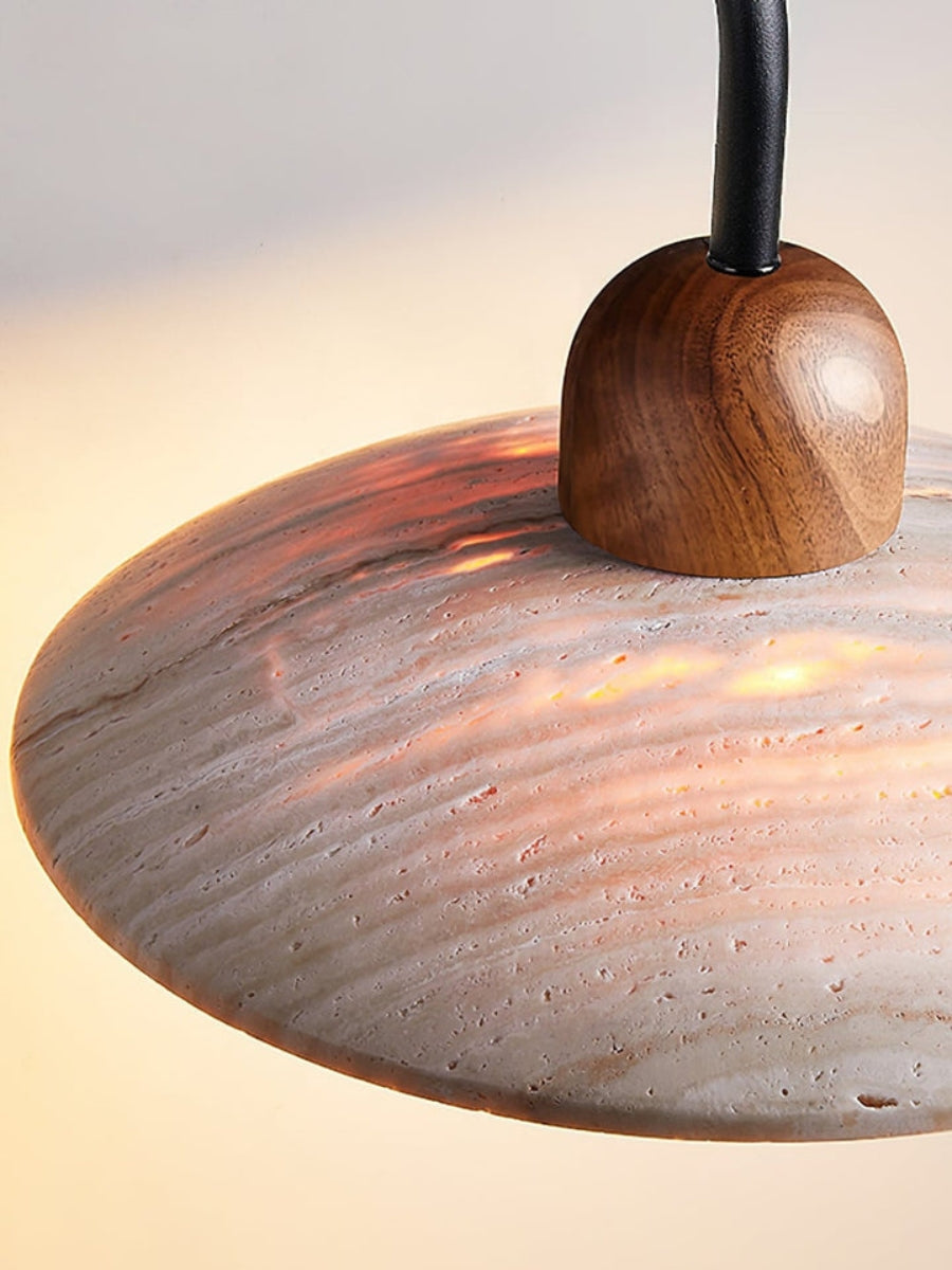 Travertine Wall Lamp Minimalist Disc Design Natural Stone Lighting for Living Room Bedroom Hall Modern Interior Wall Lighting with Warm Light - Lamylie