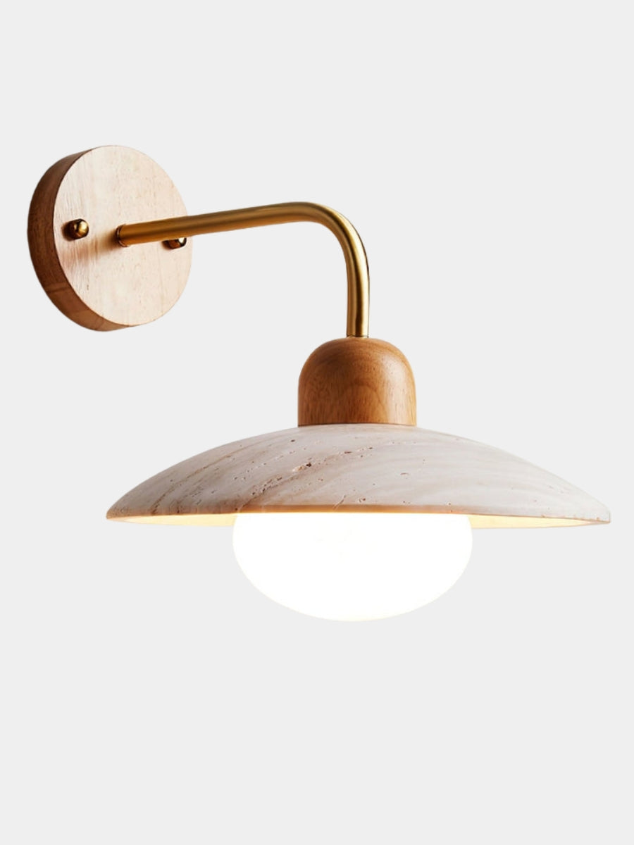 Travertine Wall Lamp Minimalist Disc Design Natural Stone Lighting for Living Room Bedroom Hall Modern Interior Wall Lighting with Warm Light - Lamylie
