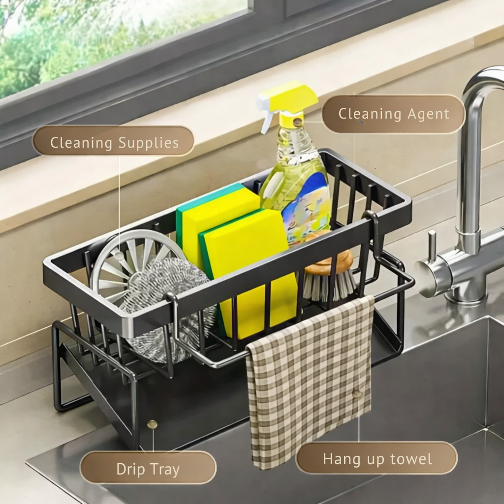 Kitchen Sink Organizer | Rust-Resistant | Includes Towel Bar | AquaRack - Lamylie