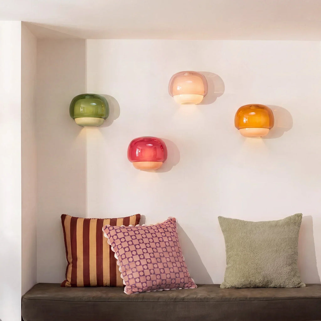 Lampada da parete moderna in vetro con doppio paralume a forma di fungo | Accento colorato per camera da letto e corridoio - Lamylie