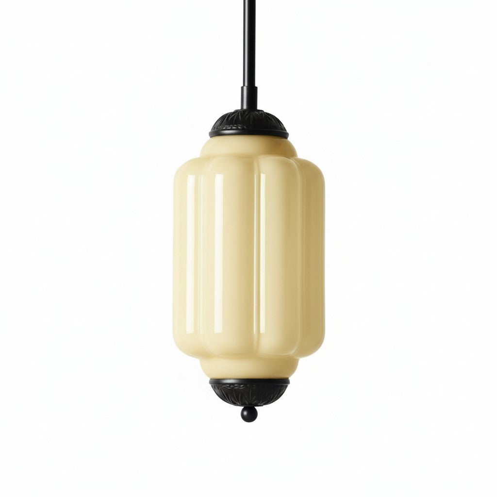 Vintage Milk Glass Pendant Lamp with Wavy Edge | Scandinavian Atmosphere Lighting for Kitchen and Bedroom - Lamylie