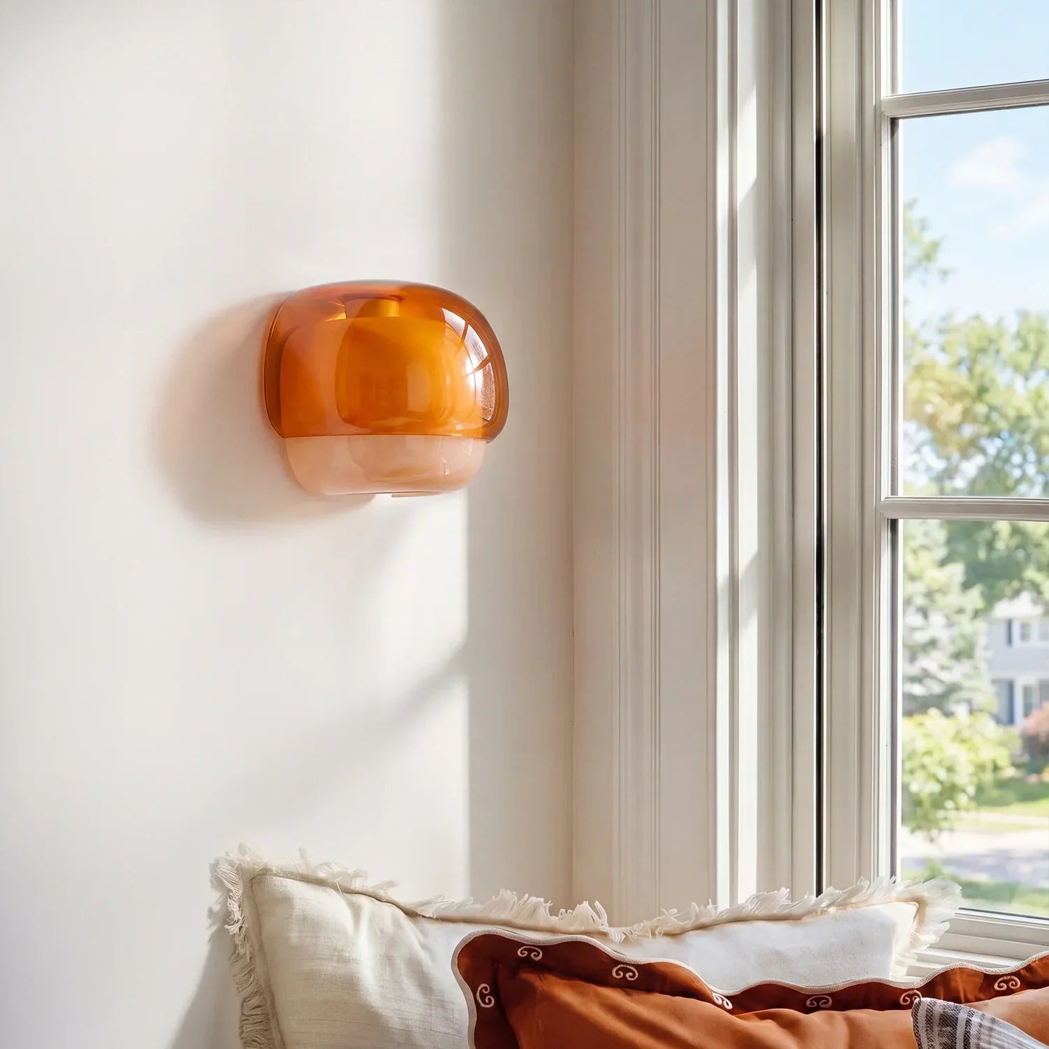Lampada da parete moderna in vetro con doppio paralume a forma di fungo | Accento colorato per camera da letto e corridoio - Lamylie
