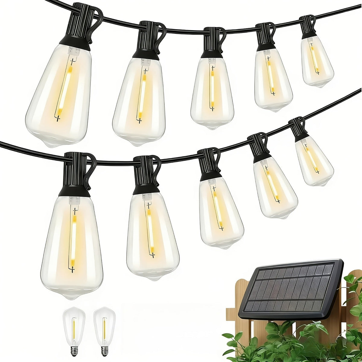 Solara Solarny łańcuch świetlny LED — długość 100-Foot, ściemniane żółte żarówki ST38