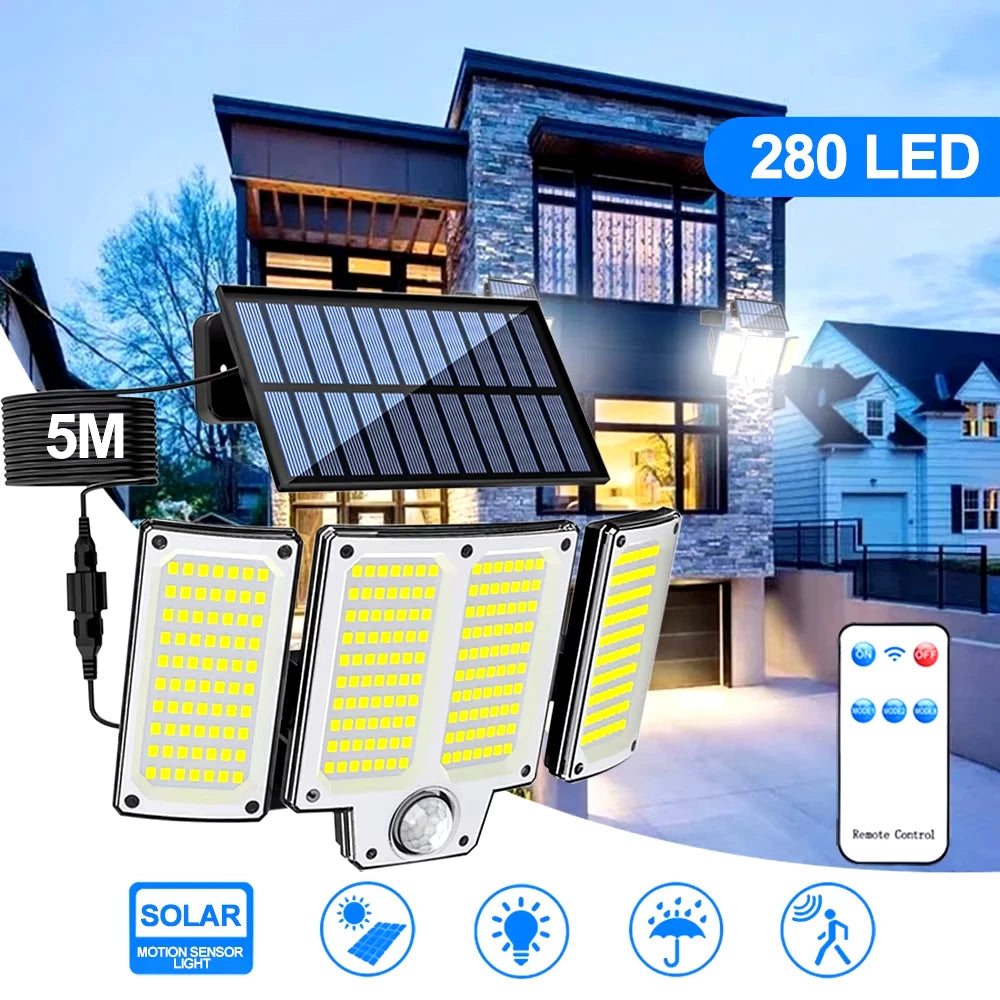 Solar Outdoor Wall Light with Motion Detector – 106/144/280 LEDs - Lamylie