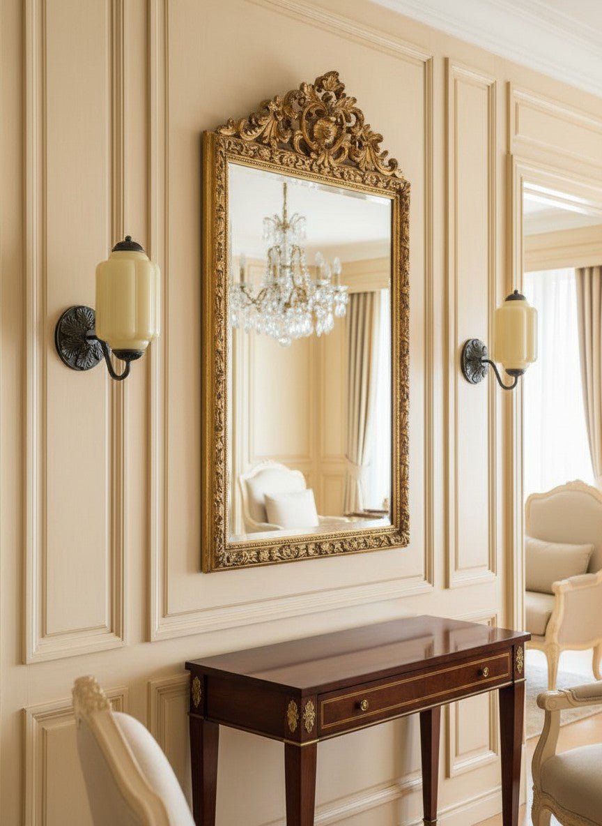 Milk Glass Wall Lamp Eloise for Hall and Bedroom | Vintage Wall Lighting with Milky White Glass - Lamylie