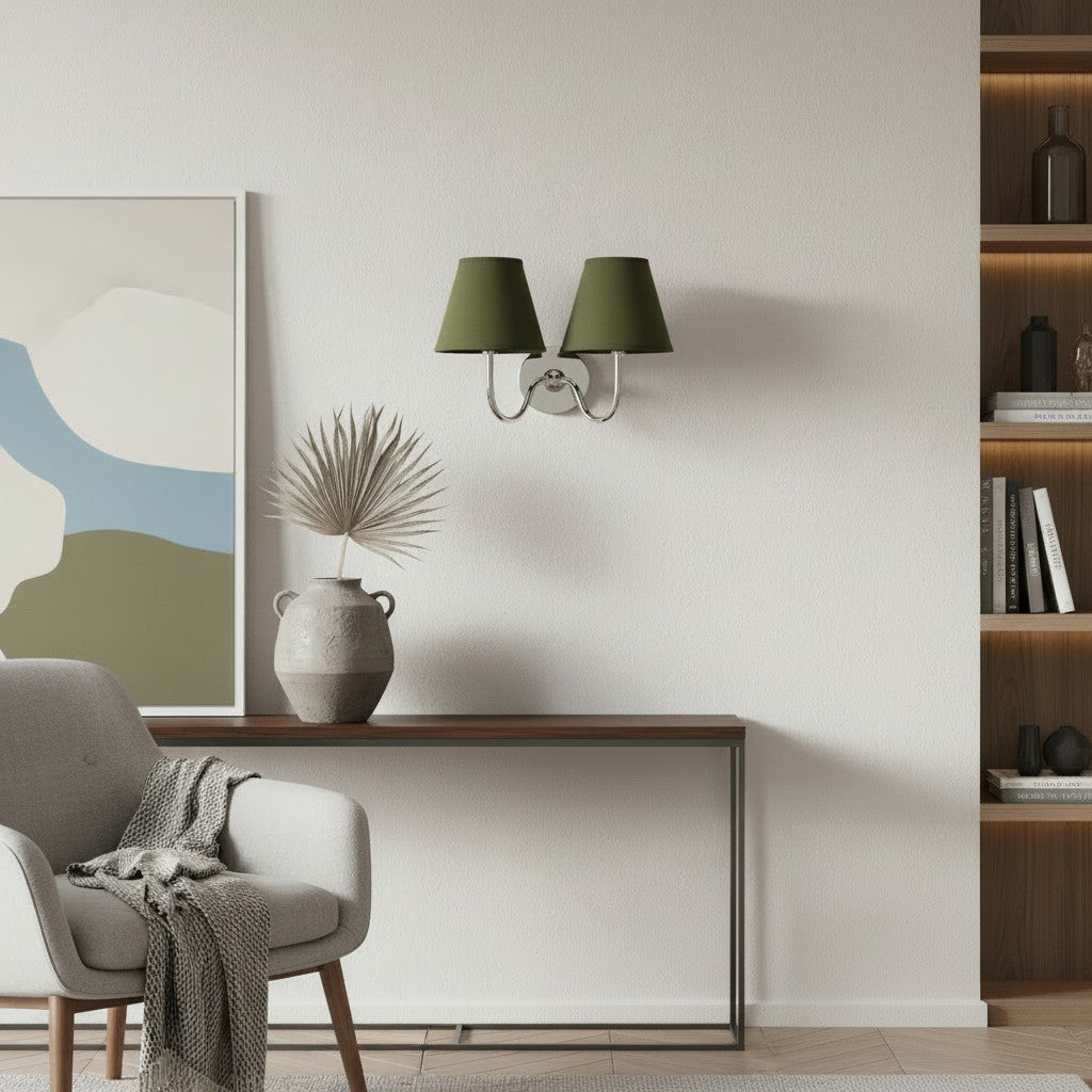 Wall Lamp with Pleated Fabric Shade | Classic Lighting for Bedroom and Living Room - Lamylie