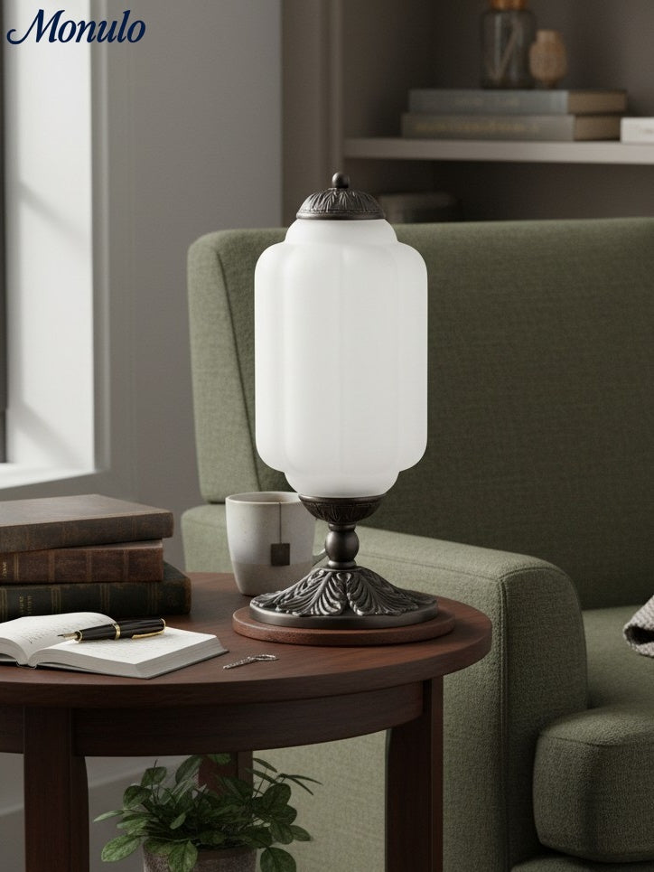 Vintage Glass Table Lamp with Brass or Black Finish - Lamylie