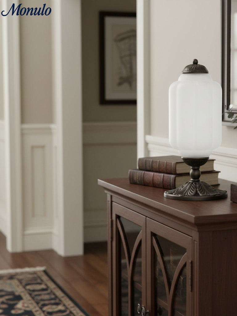Vintage Glass Table Lamp with Brass or Black Finish - Lamylie