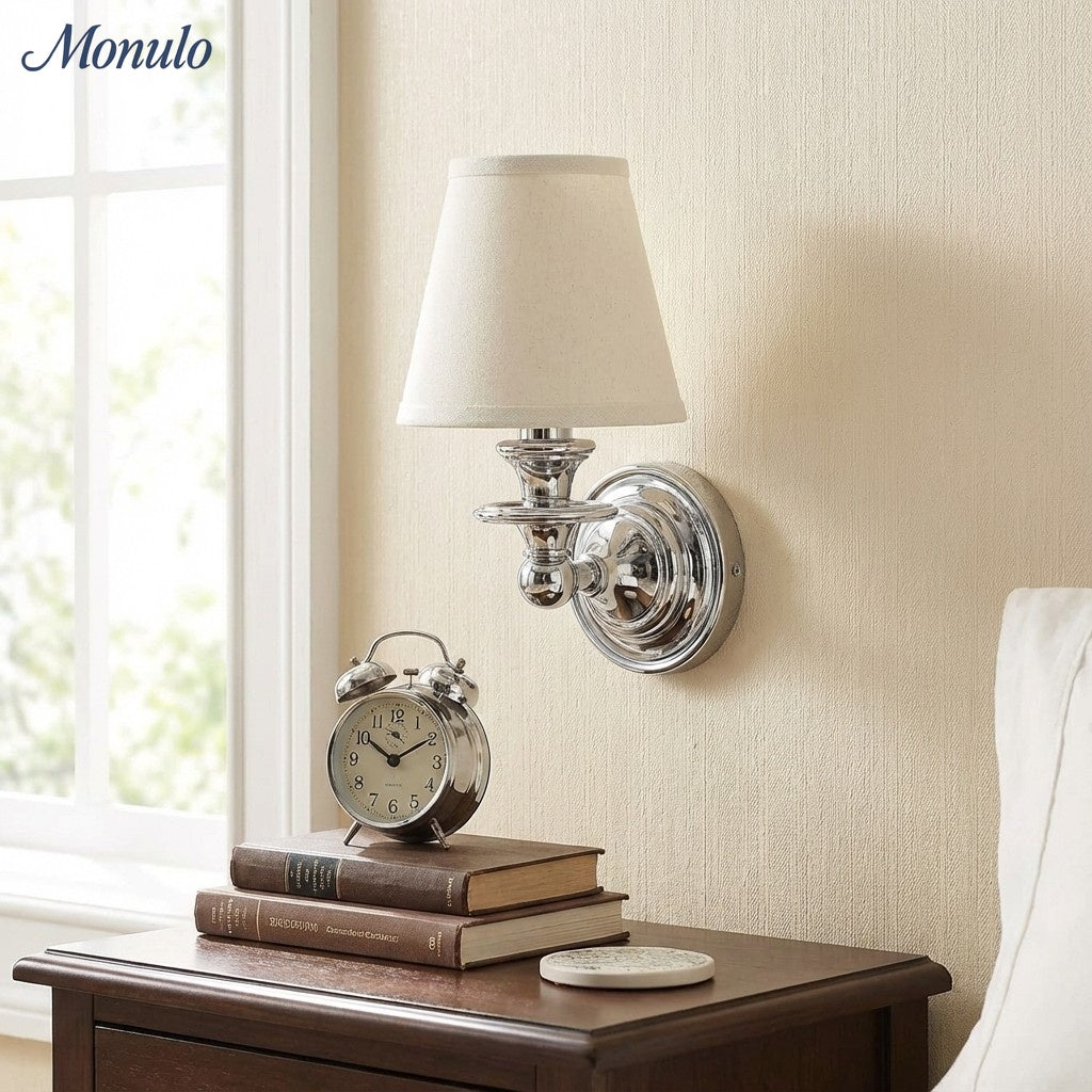 Wall Lamp with Fabric Shade and Gooseneck Arm | Wrought Iron Fixture with Adjustable Reading Lamp - Lamylie