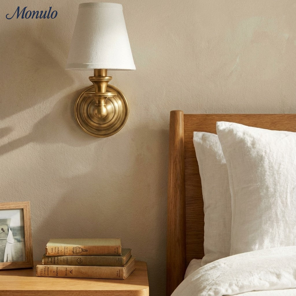 Wall Lamp with Fabric Shade and Gooseneck Arm | Wrought Iron Fixture with Adjustable Reading Lamp - Lamylie