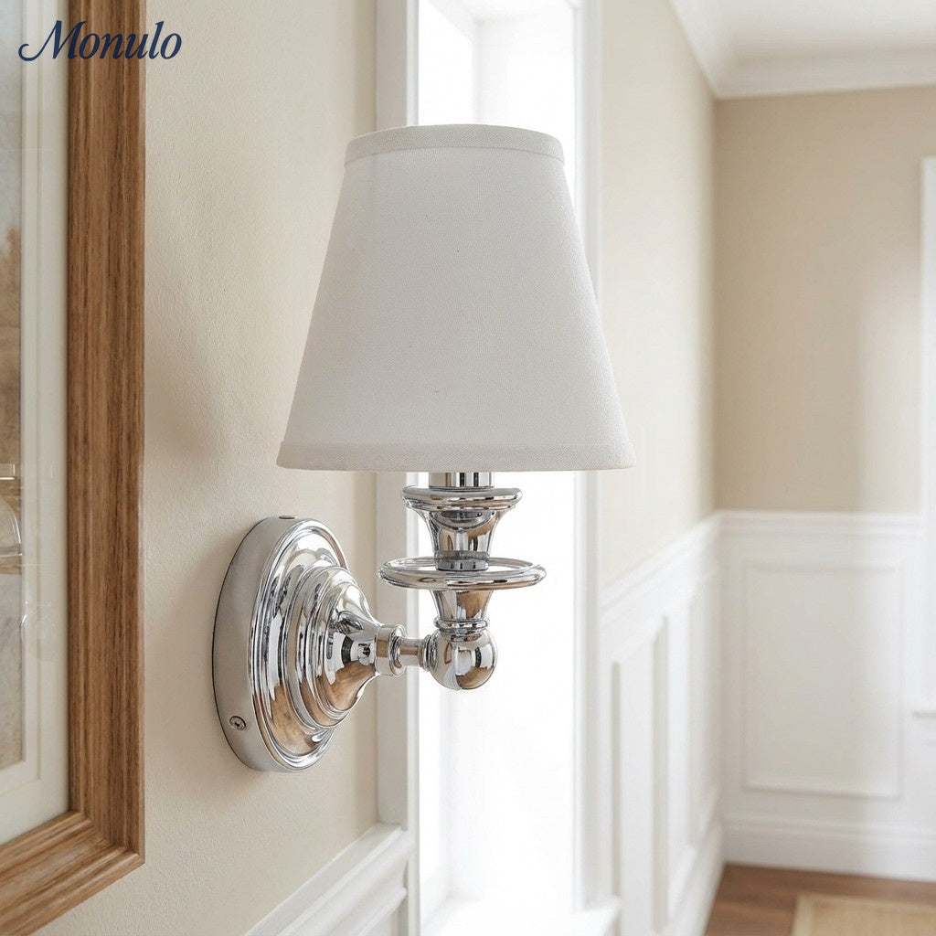 Wall Lamp with Fabric Shade and Gooseneck Arm | Wrought Iron Fixture with Adjustable Reading Lamp - Lamylie