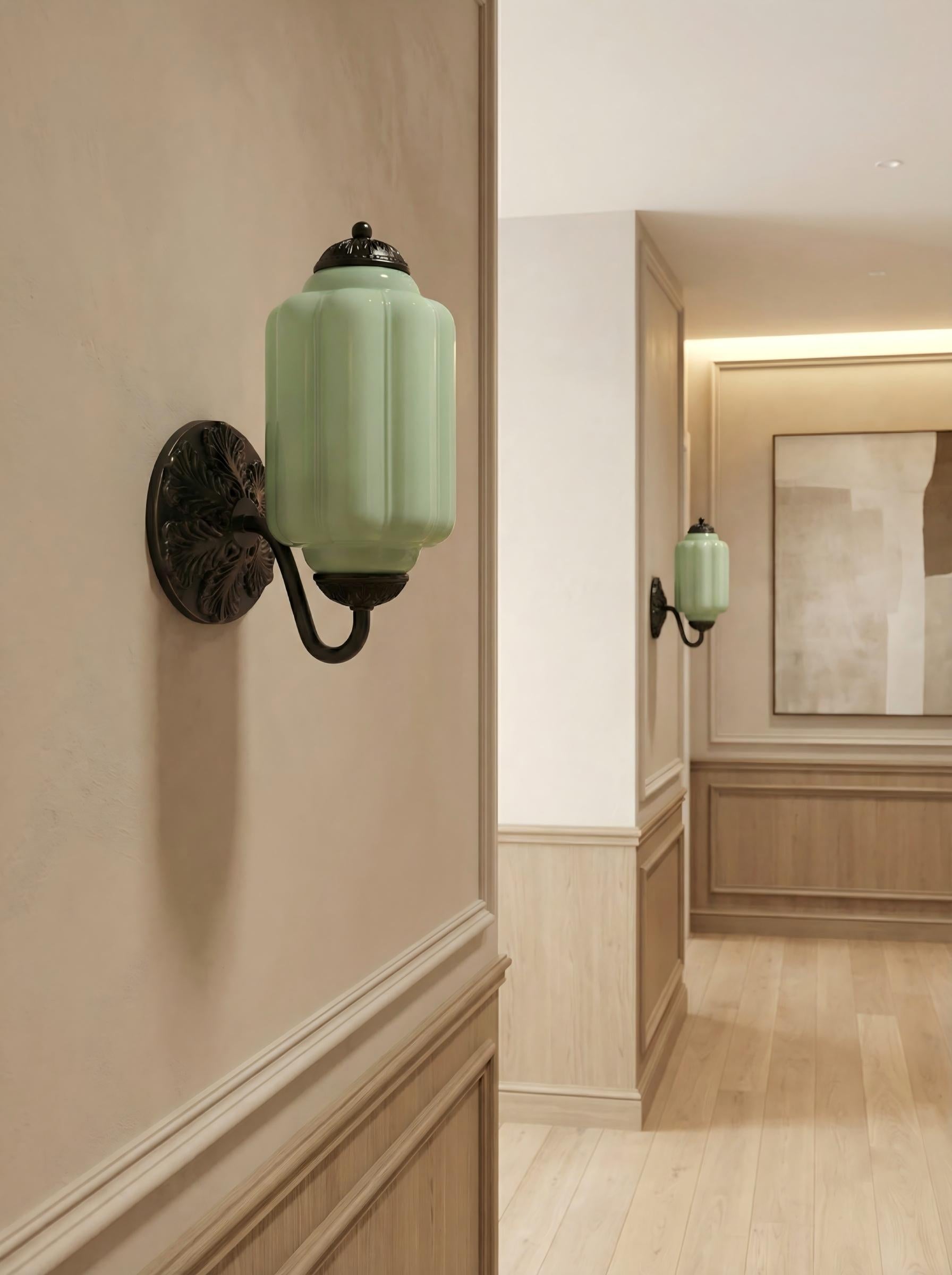 Milk Glass Wall Lamp Eloise for Hall and Bedroom | Vintage Wall Lighting with Milky White Glass - Lamylie