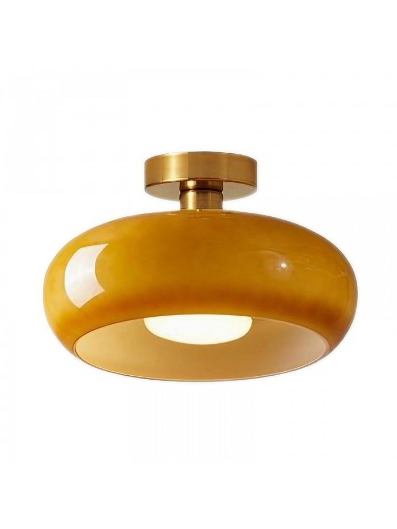Ceiling Lamp Glass Disc Bauhaus Design Brass or Chrome Orange Yellow or White Glass Retro Stylish Lighting - Lamylie