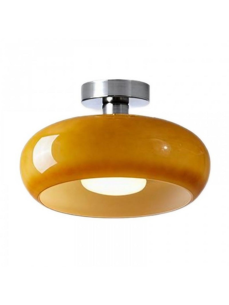 Ceiling Lamp Glass Disc Bauhaus Design Brass or Chrome Orange Yellow or White Glass Retro Stylish Lighting - Lamylie