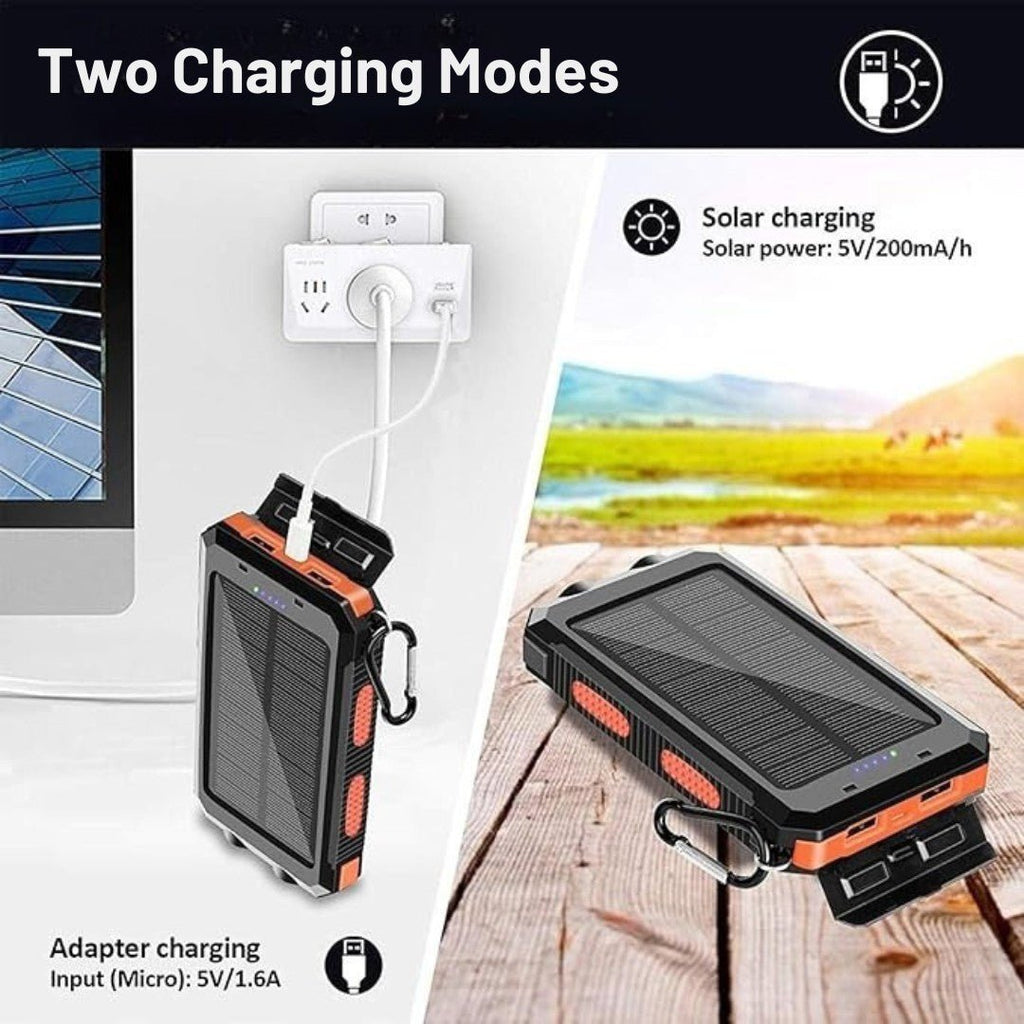 Kettős USB-s napelemes töltőbank 20,000mAh kapacitással és LED-fénnyel - Lamylie