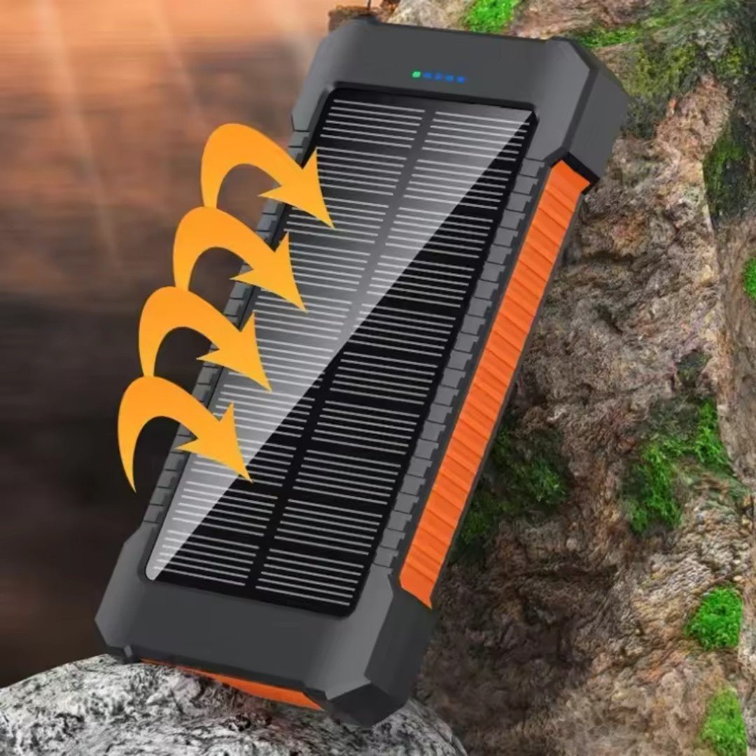 Kettős USB-s napelemes töltőbank 20,000mAh kapacitással és LED-fénnyel - Lamylie