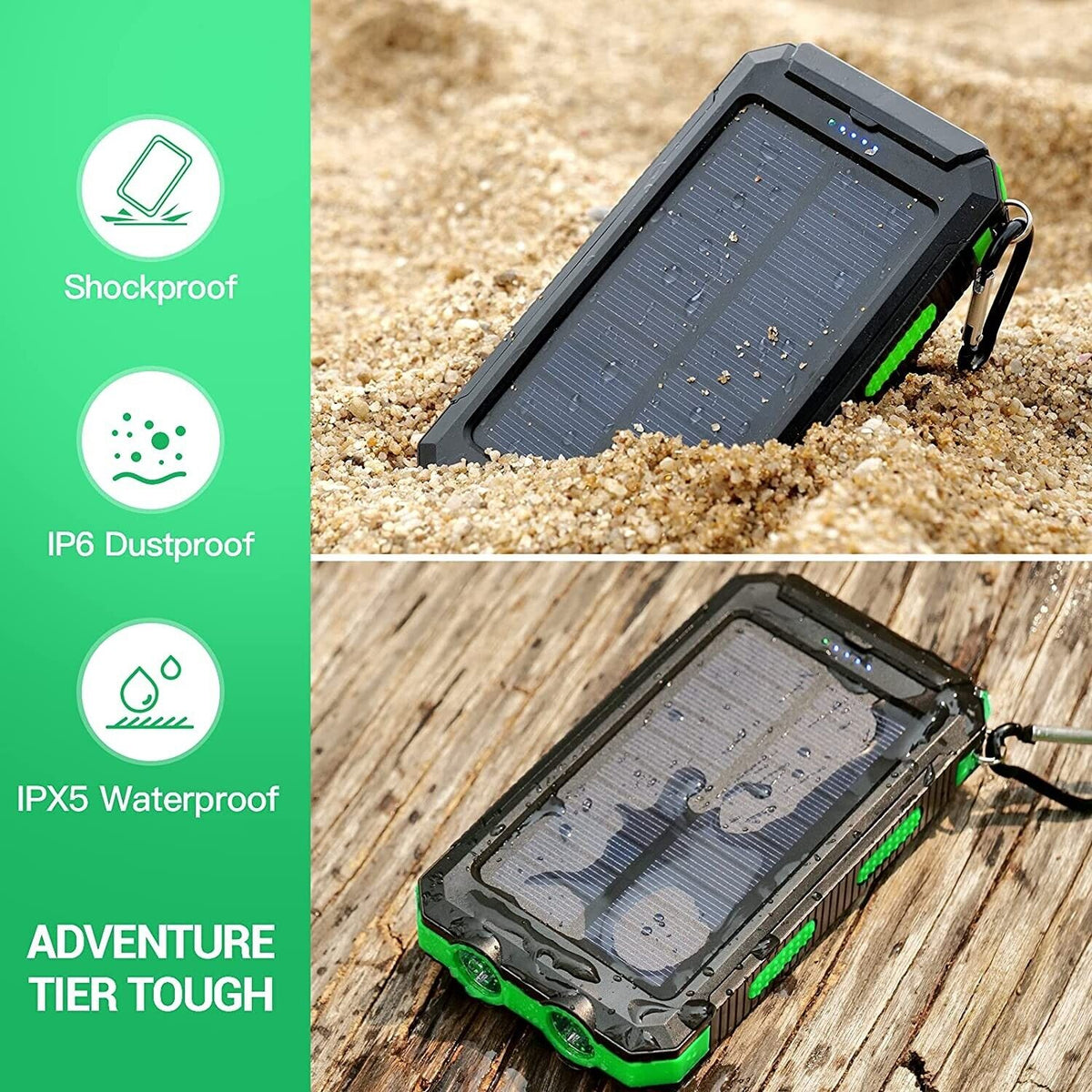 Duale Taschenlampe mit Solarladefunktion und 20000mAh Akkukapazität - Lamylie
