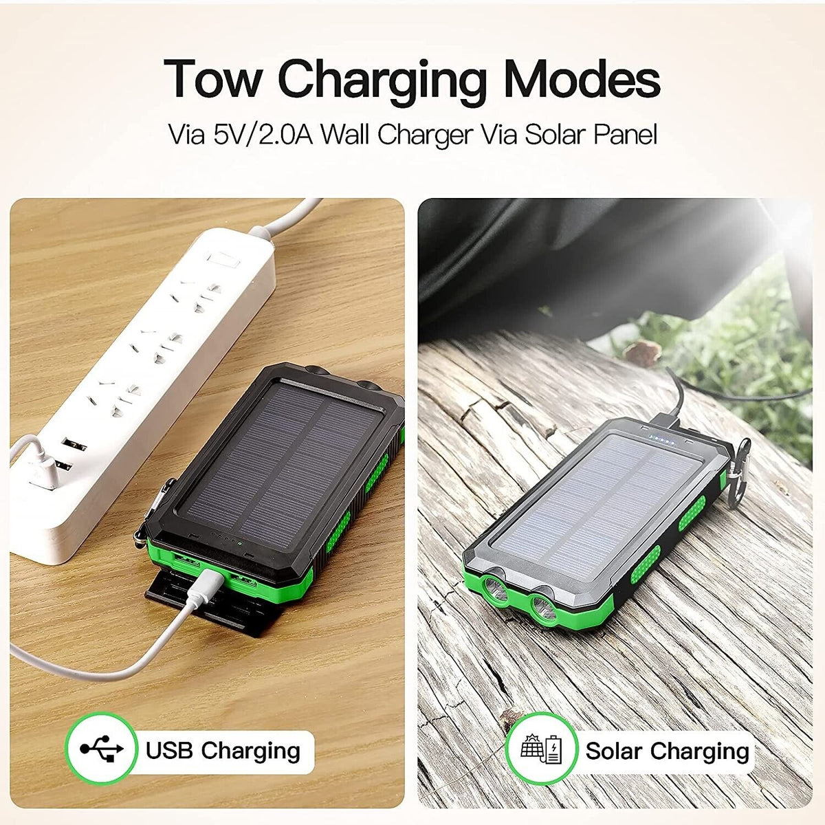 Duale Taschenlampe mit Solarladefunktion und 20000mAh Akkukapazität - Lamylie