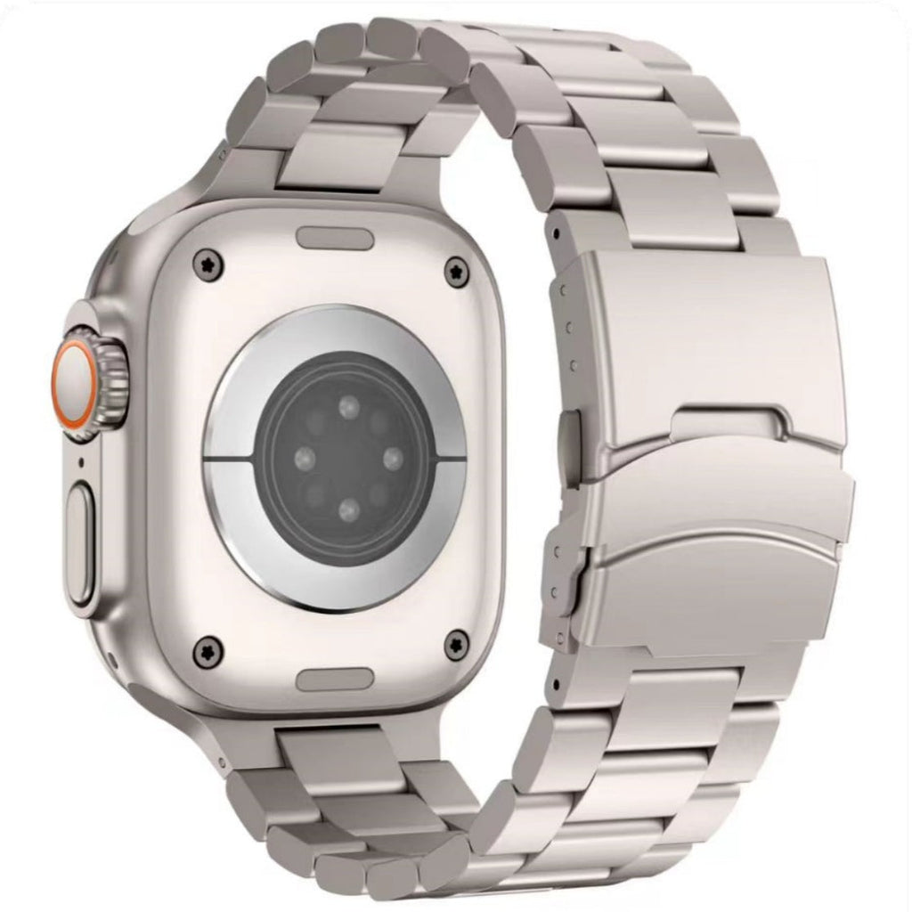 AeroGuard-reim for Apple Watch — slank titanreim, foldespenne med sikkerhetslås