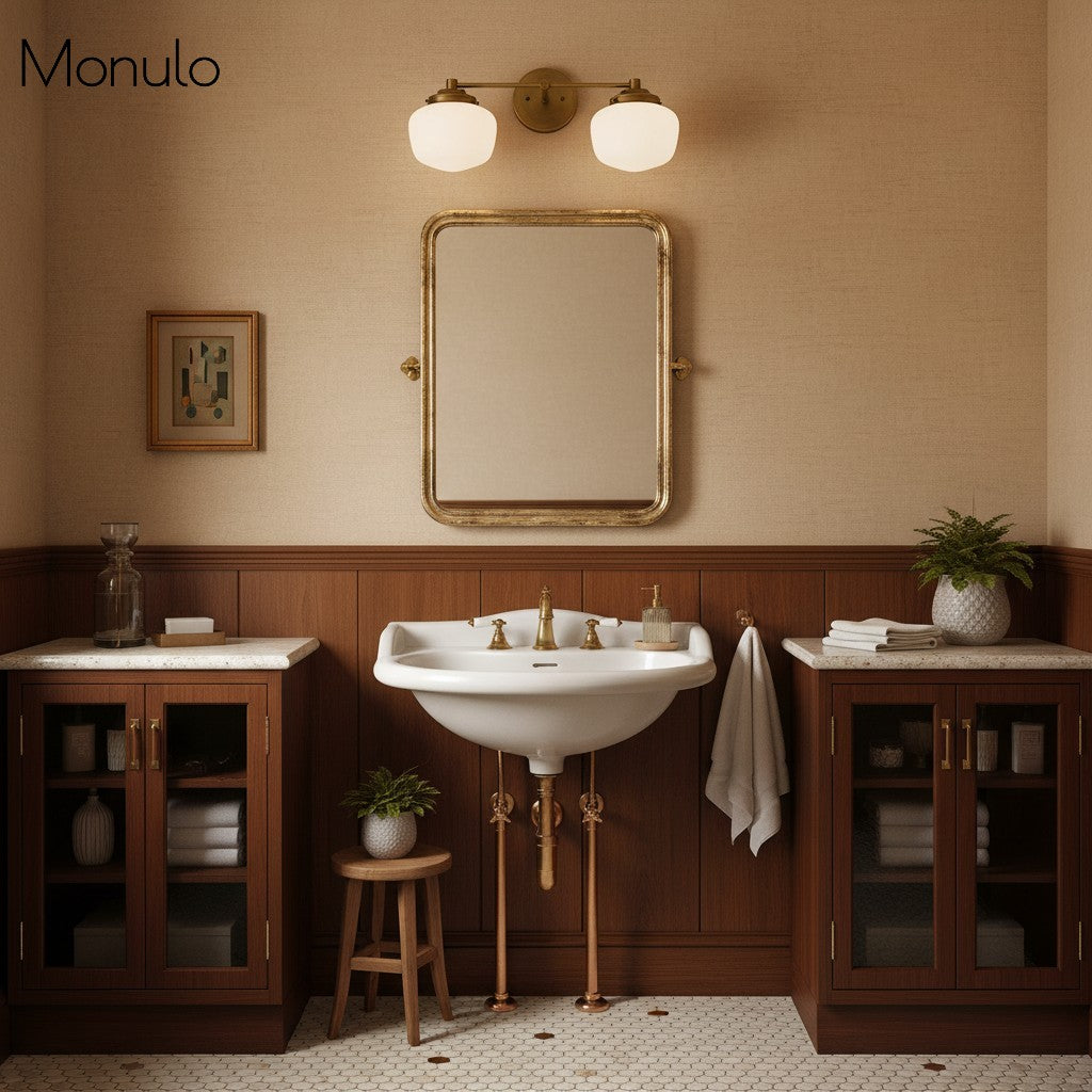 Globe Wall Lamp Classic Bathroom Schoolhouse Lighting Matte Opal Glass for Mirror and Sink - Lamylie