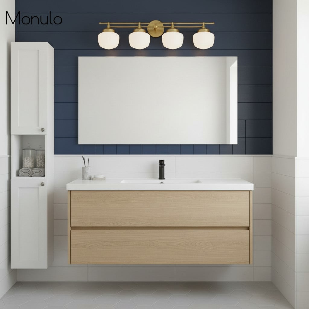 Globe Wall Lamp Classic Bathroom Schoolhouse Lighting Matte Opal Glass for Mirror and Sink - Lamylie