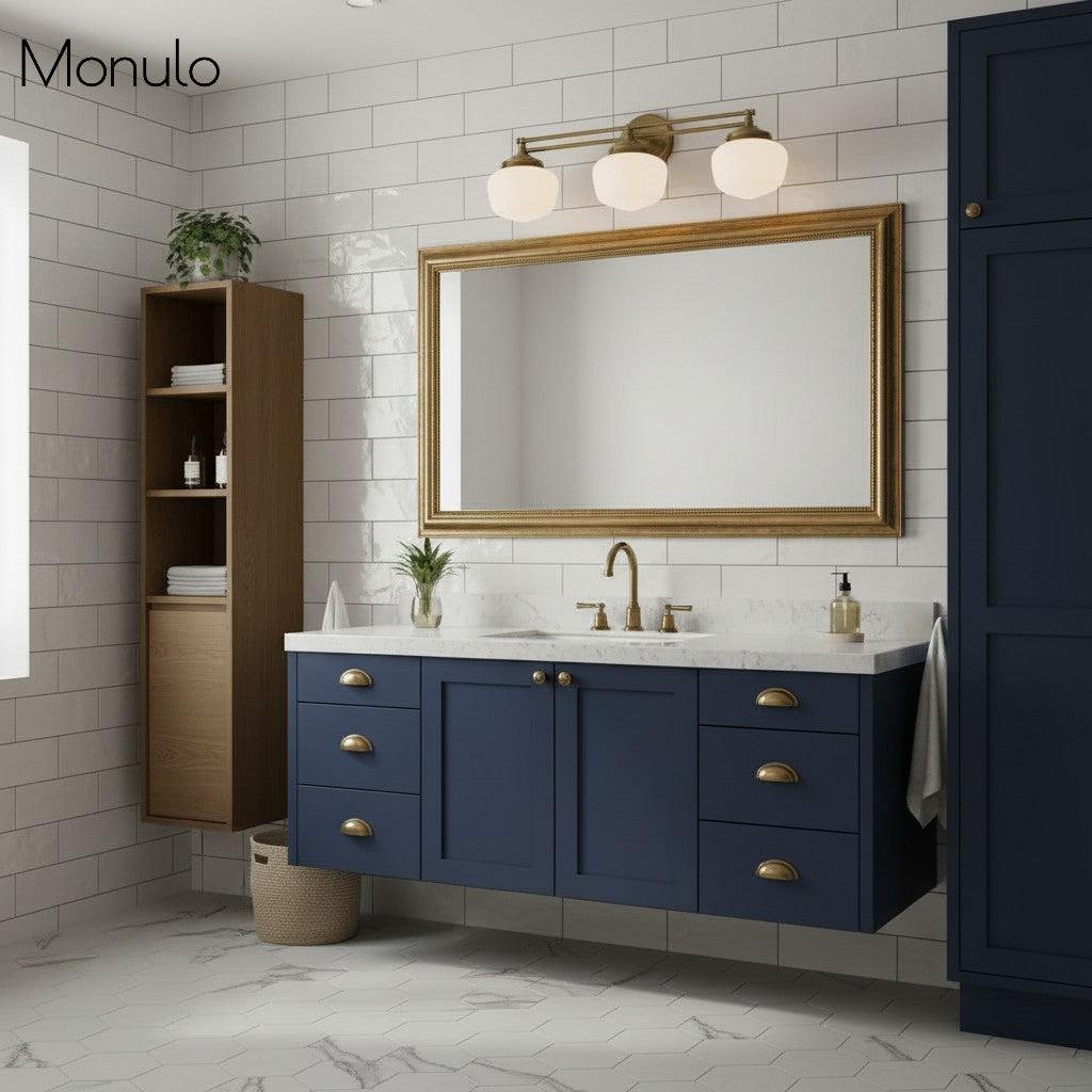Globe Wall Lamp Classic Bathroom Schoolhouse Lighting Matte Opal Glass for Mirror and Sink - Lamylie