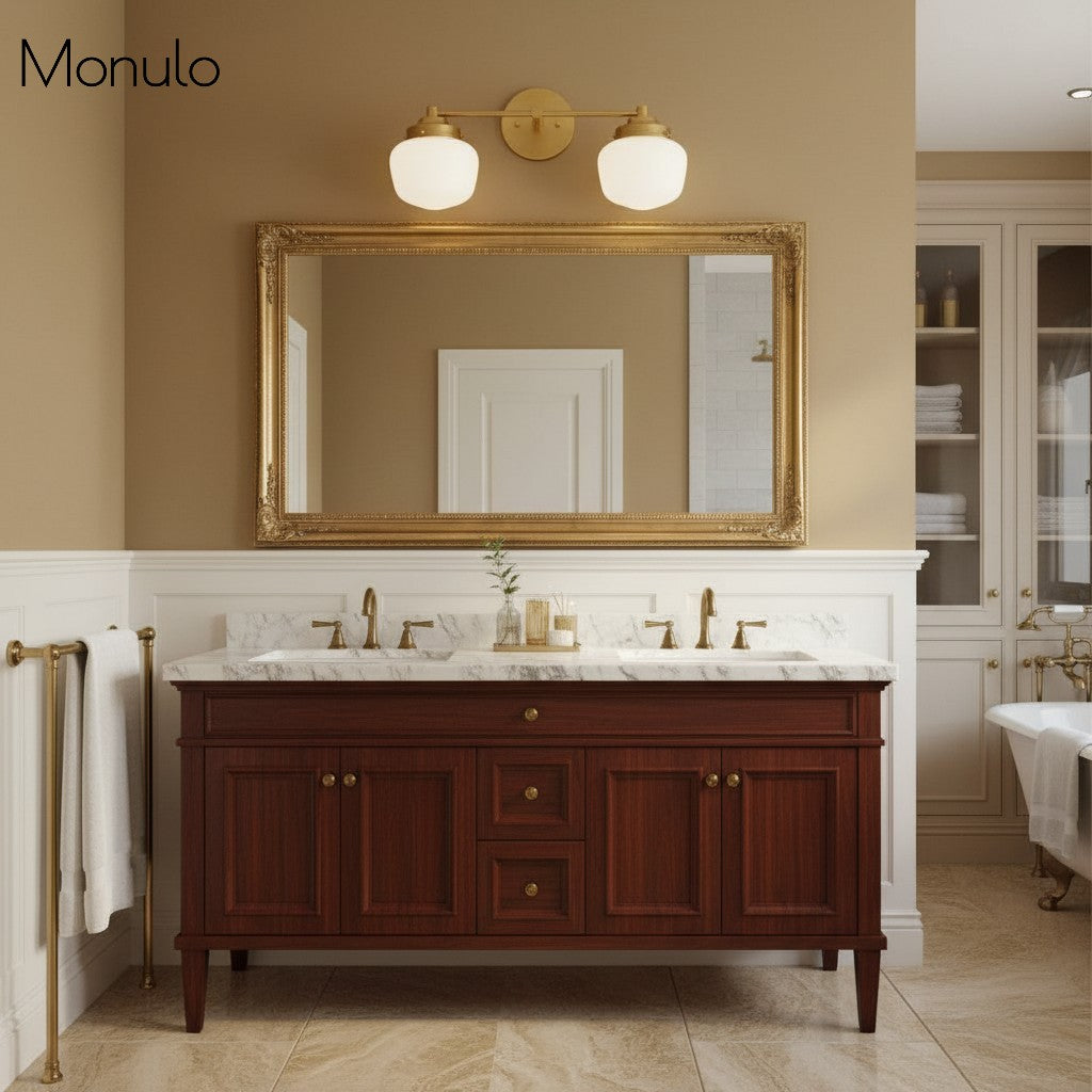 Globe Wall Lamp Classic Bathroom Schoolhouse Lighting Matte Opal Glass for Mirror and Sink - Lamylie
