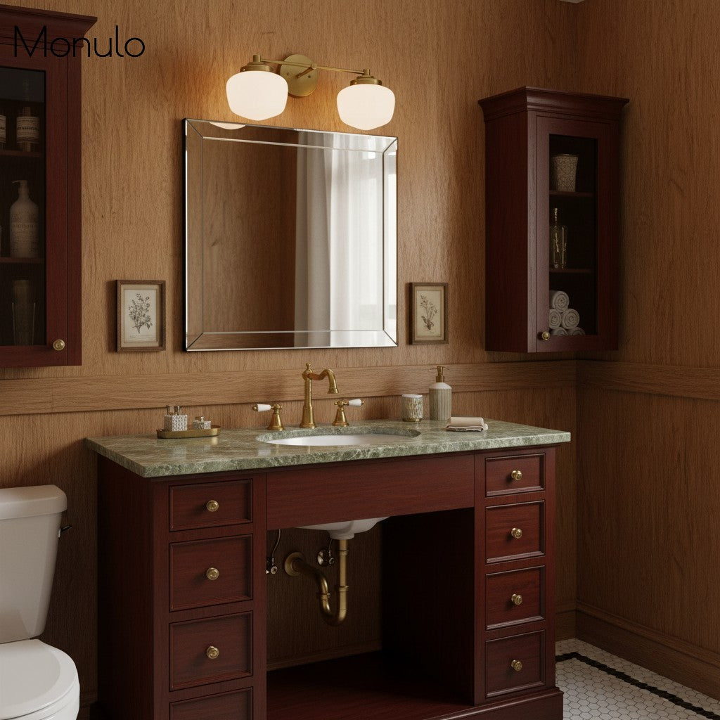 Globe Wall Lamp Classic Bathroom Schoolhouse Lighting Matte Opal Glass for Mirror and Sink - Lamylie