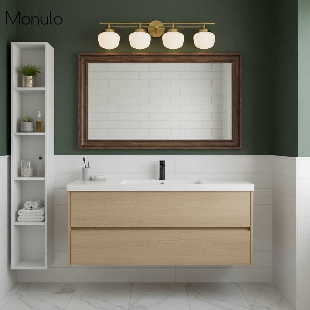 Globe Wall Lamp Classic Bathroom Schoolhouse Lighting Matte Opal Glass for Mirror and Sink - Lamylie