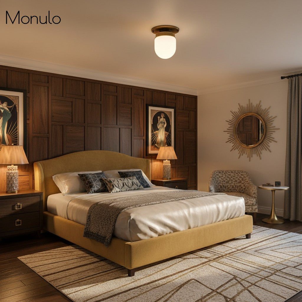Opal Glass Wall & Ceiling Lamp Dual Function Modern Design Brass - Lamylie