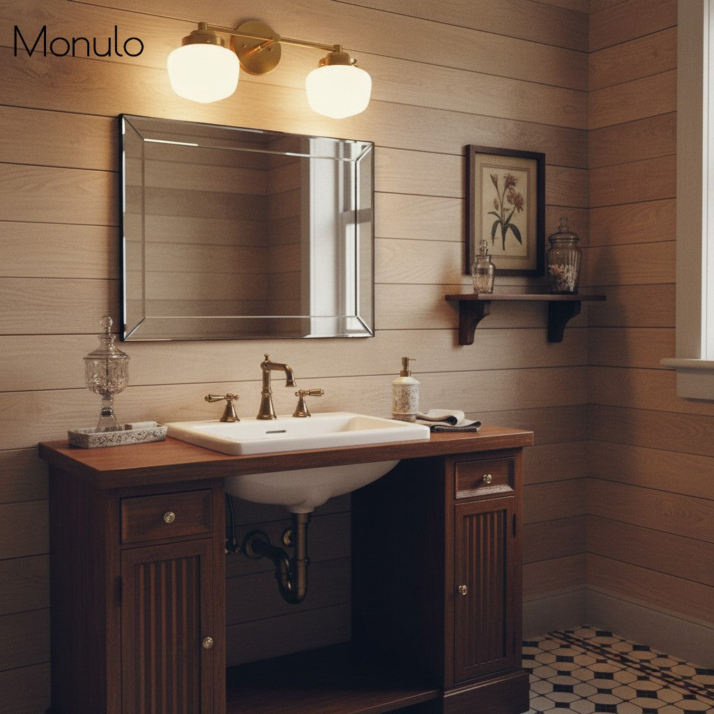 Globe Wall Lamp Classic Bathroom Schoolhouse Lighting Matte Opal Glass for Mirror and Sink - Lamylie