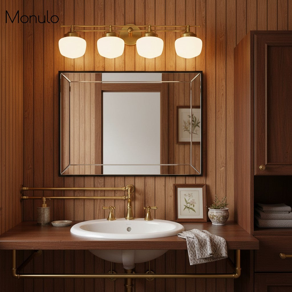 Globe Wall Lamp Classic Bathroom Schoolhouse Lighting Matte Opal Glass for Mirror and Sink - Lamylie
