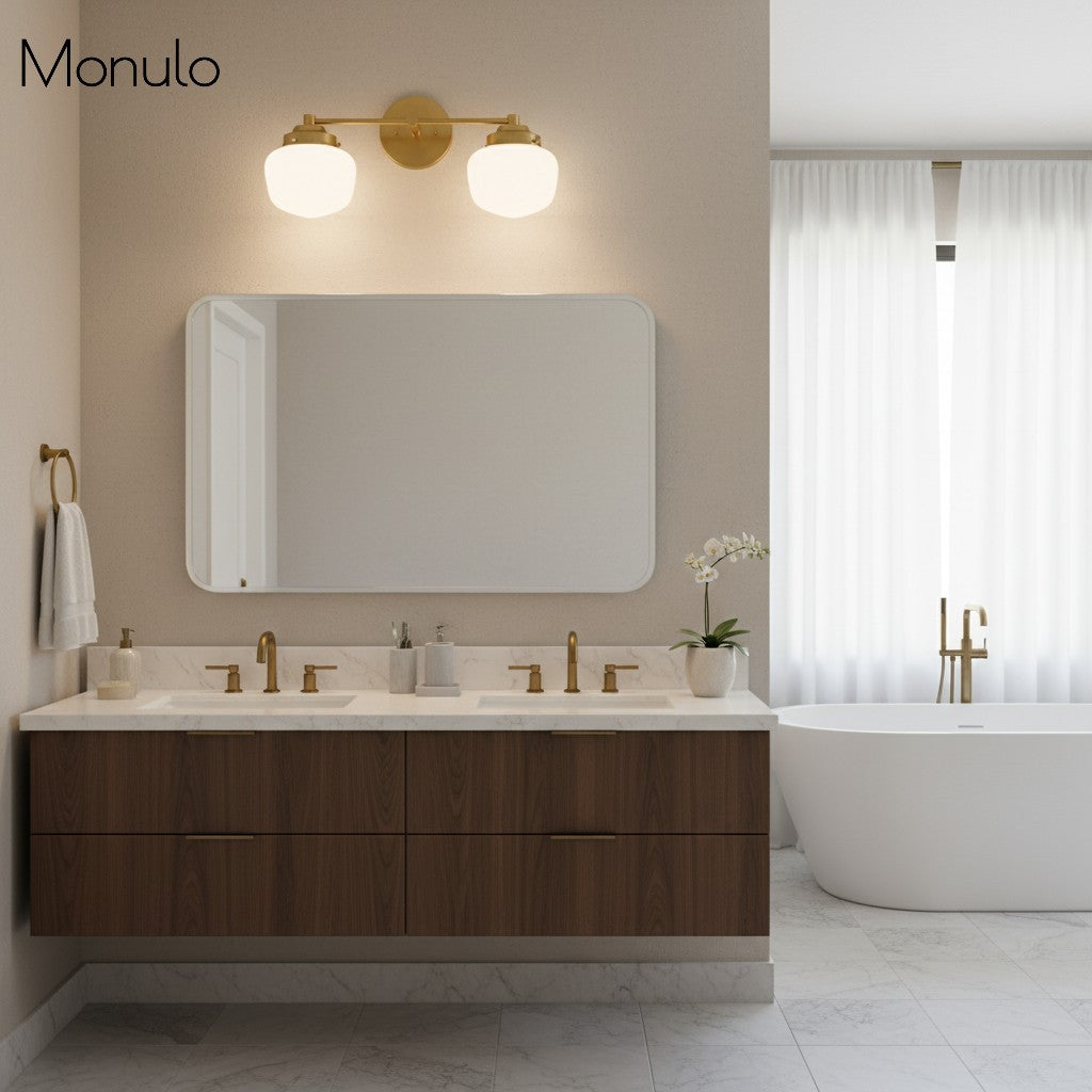 Globe Wall Lamp Classic Bathroom Schoolhouse Lighting Matte Opal Glass for Mirror and Sink - Lamylie