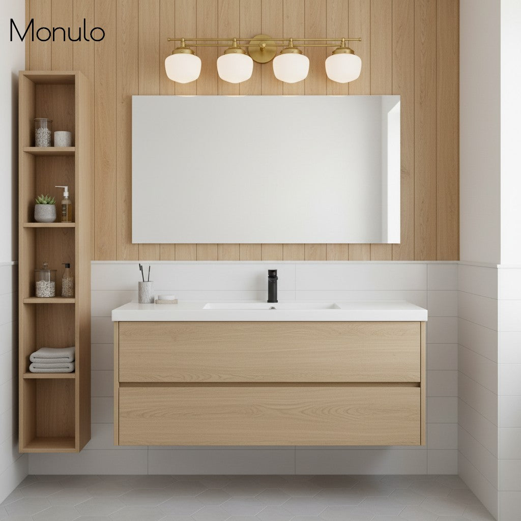 Globe Wall Lamp Classic Bathroom Schoolhouse Lighting Matte Opal Glass for Mirror and Sink - Lamylie
