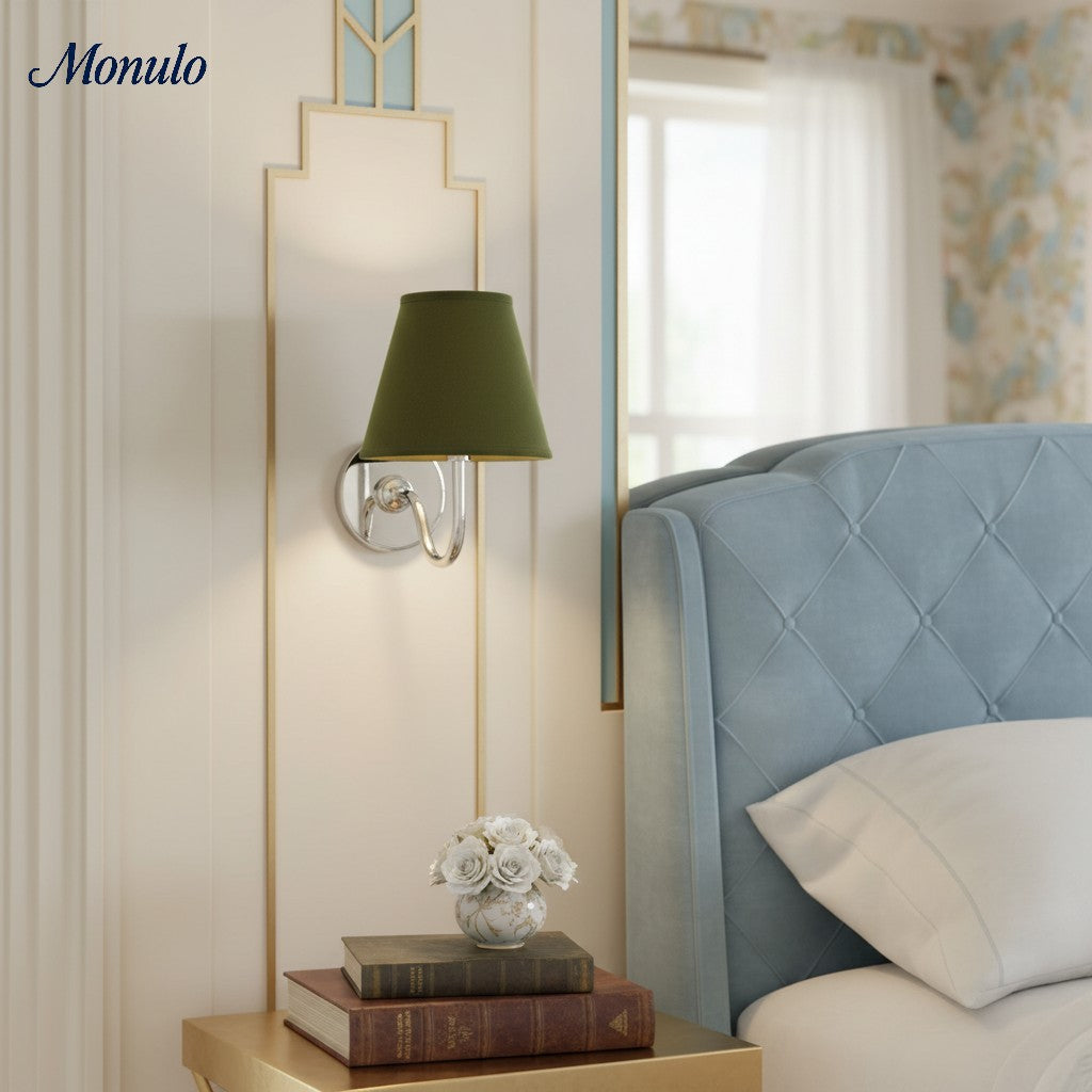 Wall Lamp with Pleated Fabric Shade | Classic Lighting for Bedroom and Living Room - Lamylie