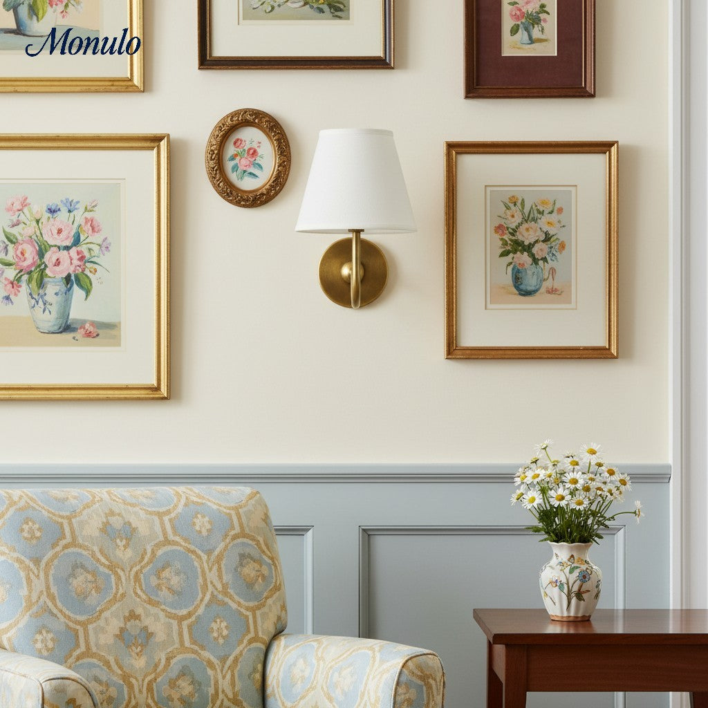 Wall Lamp with Pleated Fabric Shade | Classic Lighting for Bedroom and Living Room - Lamylie