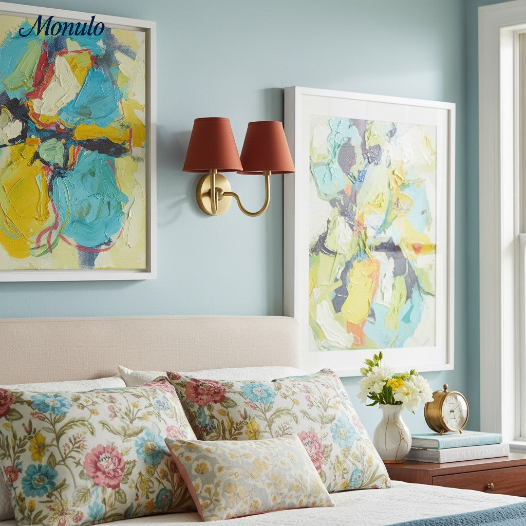 Wall Lamp with Pleated Fabric Shade | Classic Lighting for Bedroom and Living Room - Lamylie