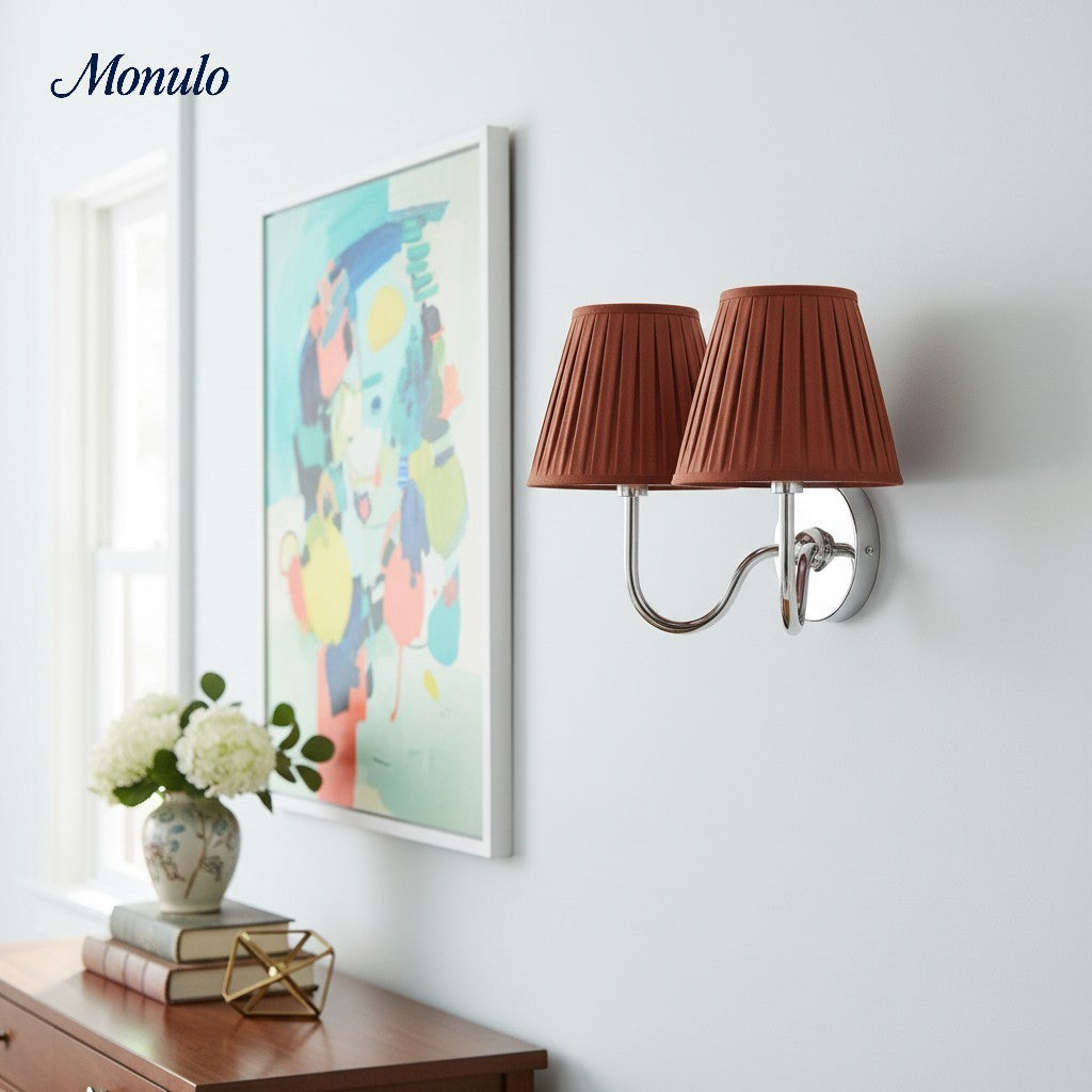 Wall Lamp with Pleated Fabric Shade | Classic Lighting for Bedroom and Living Room - Lamylie