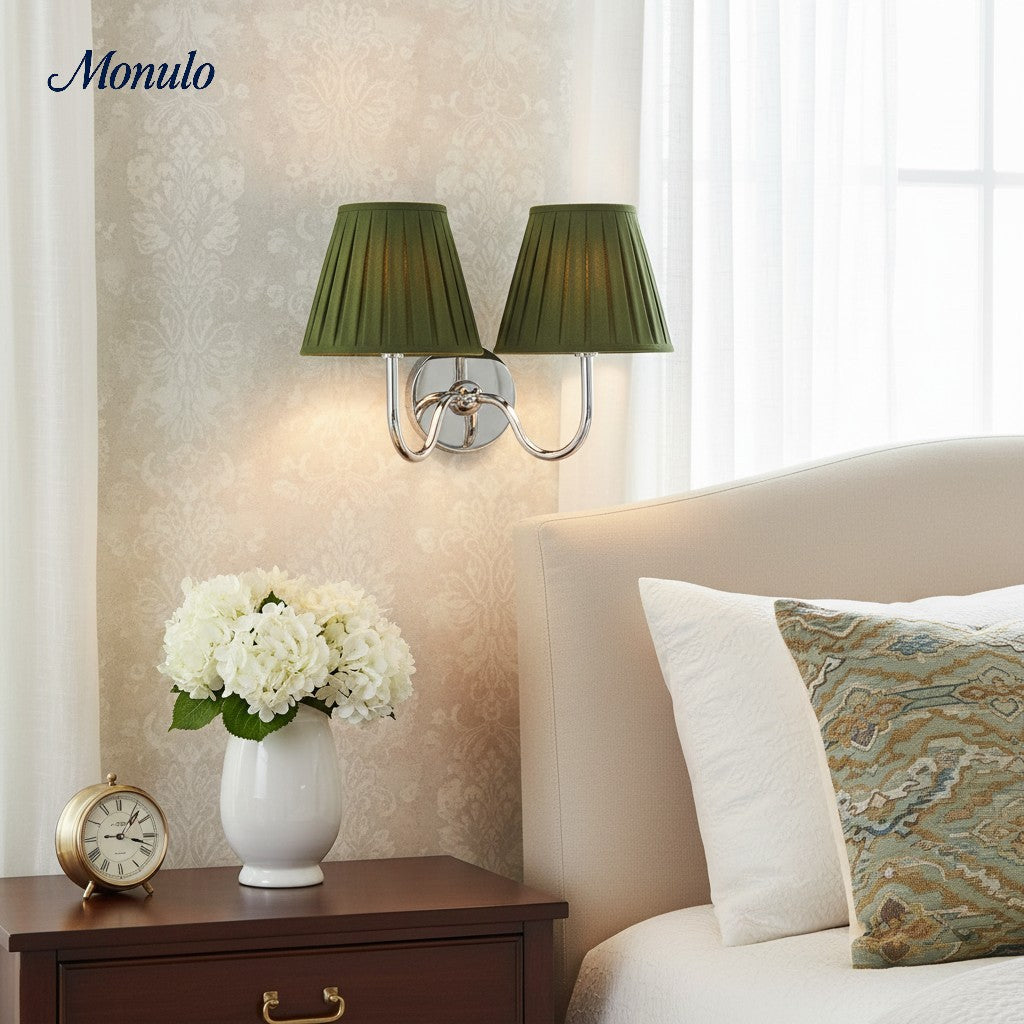 Wall Lamp with Pleated Fabric Shade | Classic Lighting for Bedroom and Living Room - Lamylie